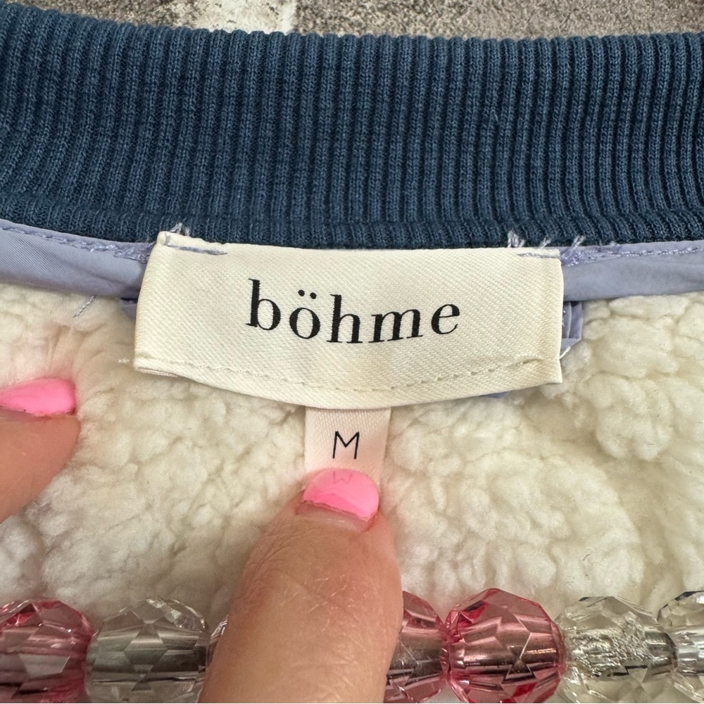 Bohme KYLAN CONTRAST PULLOVER Sherpa fleece cream purple oversized sweater - Picture 5 of 12